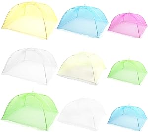 SENHAI 9 Pack Food Cover Tents, Pop-Up Vegetable Mesh Cover, for Keep Out Flies, Picnic, Camping, Barbecue, Green Plant Protection, Reusable and Collapsible - 3 Sizes