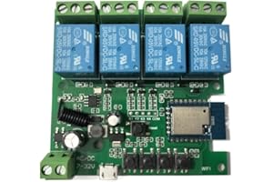 Yitouniu Tuya Smart Life WiFi Momentary Inching Relay Self-Locking Switch Module, DC 7-32V/USB 5V WiFi RF Bluetooth Relay, DIY Smart Home, Compatible with Alexa Google Home (4CH)