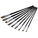 Yosoo 9 PCS Nylon Oblique Flat Tipped Paint Brushes Set, Inclined Plane Wooden Long Handle Brush Set Art Artist Professional Painting Supplies for Acrylic Watercolor and Oil Painting
