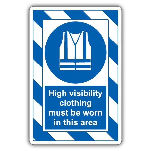 V Safety High Visibility Clothing Must Be Worn In This Area - ExtraViz 250 x 350 mm - 1mm Rigid Plastic Safety Sign