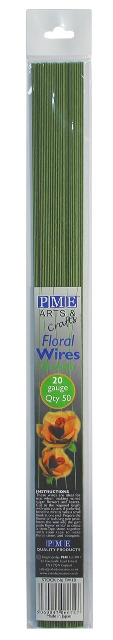 PME Sugarcraft Floral Wires Green 20 Gauge, 36 cm, Pack of 50