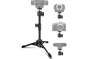 Mictop Desktop Webcam Tripod Stand, Extendable Height 9.1-13.3 Inches, Black, Compatible with Logitech Stream Webcam C925e C9