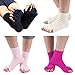 Polytree Yoga Sports Five Toe Separator Socks Alignment Pain Massage Socks - Black