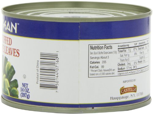 Aegean Stuffed Grape Leaves (Dolmadakia) , 14-Ounce Cans (Pack of 6)