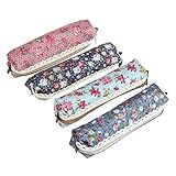 sunjazz 4 Pack Flower Floral Canvas Cosmetic Pen Pencil Stationery Pouch Bag Case