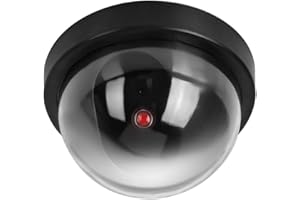 Sonew Fake Dummy Security CCTV Dome Camera,with Flahsing Red LED Light Indoor and Outdoor Use, for Homes & Business (Black)