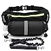 Slim Profile Waist Pack with Water Bottle Holder [ActivePak Hydro] Water Resistant, Storage for Smartphone & More with FREE attachable dog leash – For Travel, Runners, Hikers, Men & Women - Black