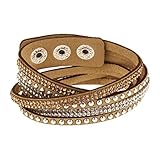 Womens Wrap Leather Bangle Charm Winter Leather Statement Bracelet Khaki