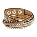 Womens Wrap Leather Bangle Charm Winter Leather Statement Bracelet Khaki