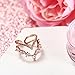 KAVANI Rose Gold Cubic Zirconia Ring CZ V Ring Open Adjustable Heart Princess Ring for Women