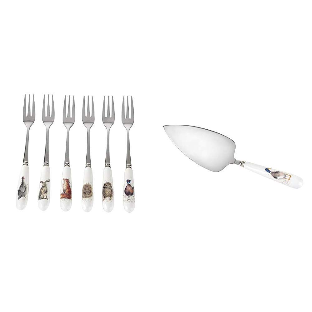 Wrendale Set of 6 Forks & by Royal Worcester Cake Slice