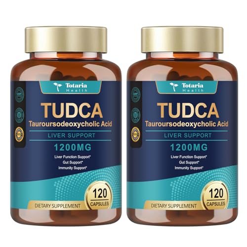 Totaria (2 Packs) TUDCA Bile Salts 1200mg (Tauroursodeoxycholic Acid), Ultra Strength Pure TUDCA Liver Supplements, Liver and Gallbladder Cleanse & Repair, Vegan