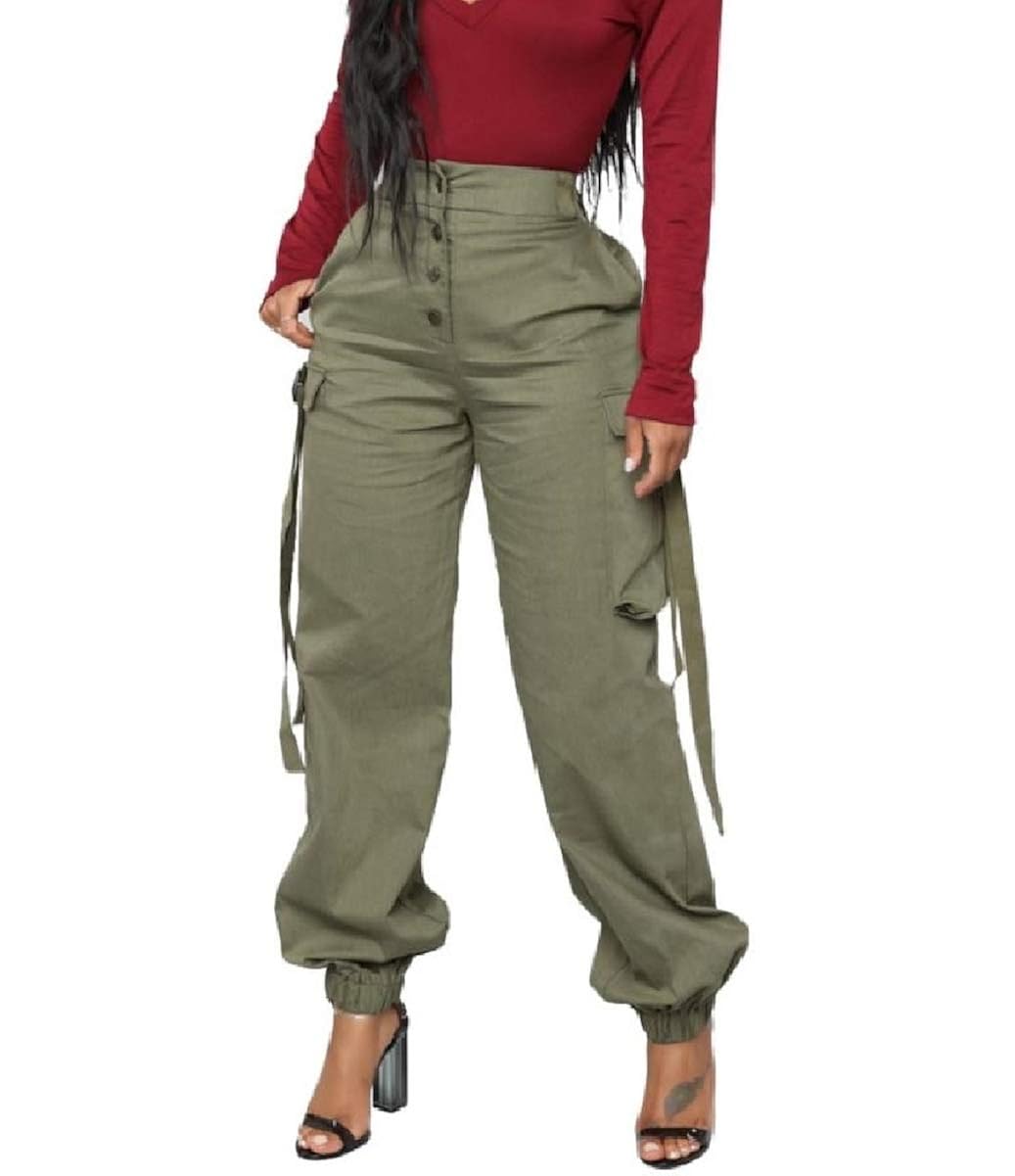 Buy DUee Women's Cargo with Pockets Trousers Baggy Comfort Fit Ankle