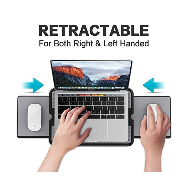 AboveTEK-Portable-Laptop-Lap-Desk-wRetractable-LeftRight-Mouse-Pad-Tray-Non-Slip-Heat-Shield-Tablet-Notebook-Computer-Stand-Table-wSturdy-Stable-Cooler-Work-Surface-for-Bed-Sofa-Couch-or-Travel AboveTEK Portable Laptop Lap Desk w/Retractable Left/Right Mouse Pad Tray, Non-Slip Heat Shield Tablet Notebook Computer…