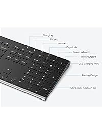 MoKo Slim 2.4G Teclado + Ratón, Ultra Thin Universal Recargable Tamaño Completo Wireless Teclado & Mouse Combo Set para Laptop Desktop PC Notebook