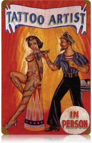 Tattoo Artist Pinup Girls Vintage Metal Sign - Victory Vintage Signs