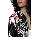 Farktop Women's Embroidery Patch Velvet Biker Bomber Flight Jacket (XL, Black 01)
