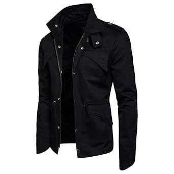 Longra Herren Jacke Klassisch Herbst Winterjacke Mantel Baumwolle Militär Jacken Übergangsjacke Freizeit Bomberjacke Pilotenj