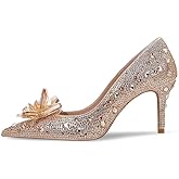 sexytag Women's Crystal Rhinestone Poined Toe Pumps Clear Stiletto High Heels