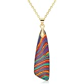 Wovanoo Nature Stone Necklaces for Women Boho Pendant Necklace 18K Gold Chain Necklaces
