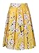 PERSUN Women Floral Midi A-Line Skater Skirt Yellow