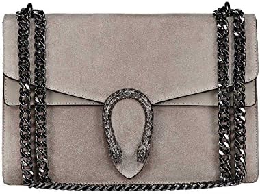 RACHEL Italian cross body chain bag, designer evening purse, flap bag, suede genuine leather