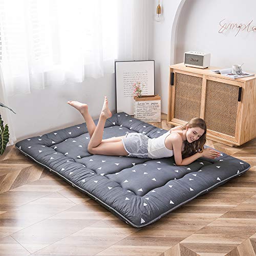 Grey Triangle Japanese Floor Futon Mattress, Tatami Floor Mat Portable