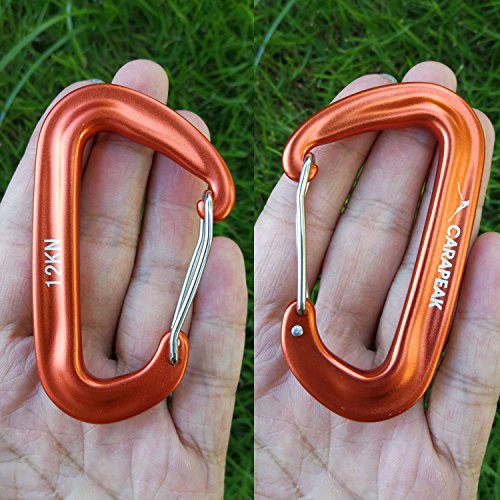 CARAPEAK 12KN Mini Wiregate Aluminum Lightweight 6 Packs Set Hammock Snag Free Carabiners Asymmetric D Shape Black Blue Orange