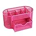 DooDeen Desk Tidy Mesh Desk Organiser Set Office Tidy Organiser Desk Caddy Tray Multi-functional Black Metal Pencil Pot Pencil Holder (Pink)