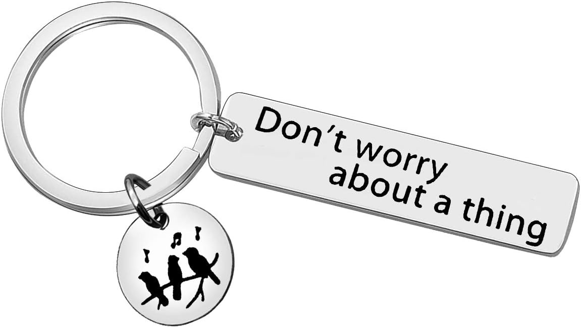 Ciyumu Don't Worry About A Thing Gift Keyring Inspirational Keyring Three Birds Gift Encouragement Gift for Best Friend Valentines Birthday Gifts Motivational Keychain Three Birds Keychain