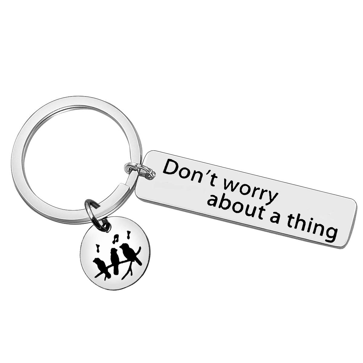 Ciyumu Don't Worry About A Thing Gift Keyring Inspirational Keyring Three Birds Gift Encouragement Gift for Best Friend Valentines Birthday Gifts Motivational Keychain Three Birds Keychain