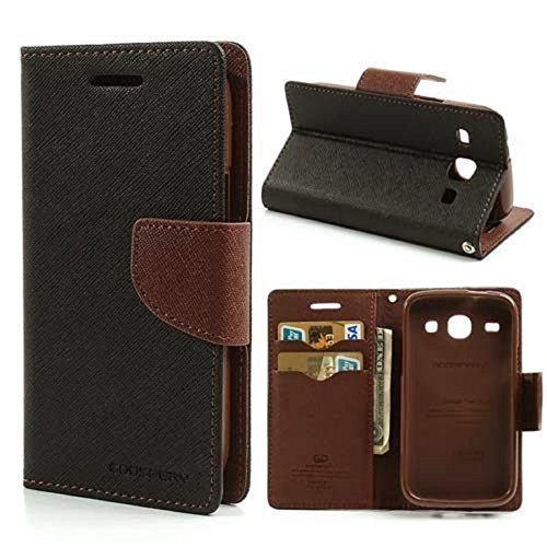 Finaux Magnetic Lock Diary Wallet Style Flip Cover for Samsung Galaxy J2(Brown)