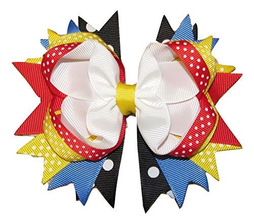 NEW "ABC CHALKBOARD" Girls Ribbon Hairbow Clip Bow Sculpture Back To School Clippie (2 Bow Set) Boutique Kindergarten 1st 2nd 3rd 4th 5th Grade Apple