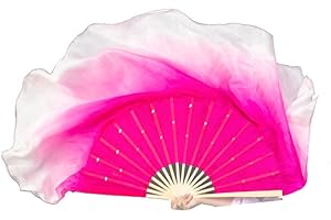 HEARTTOUCH Women Short Silk Belly Dance Fan Veils Hand Made Taichi Kungfu Silk Dancing Fans for Dance Performance
