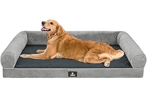 Veehoo Orthopedic Dog Beds for Large Sized Dogs - XL Dog Sofa Bed with Bolsters, Extra Large Pet Couch Bed with Removable Washable Cover & Nonslip Bottom, Dark Grey