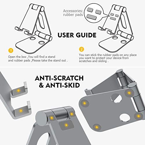 Tecboss Foldable Tablet Stand,Cell Phone Stand Multi-Angle Adjustable Desktop Holder for Nintendo Switch, iPad, iPhone X 8 7 Plus, Galaxy S8, Nexus All 3.5-13 inch- Space Grey