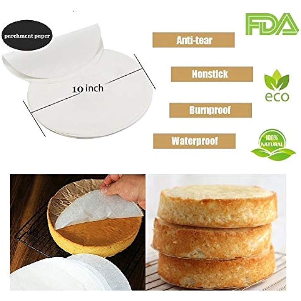 100Pc Non Stick Round Parchment Paper 10 Dia Baking Paper Liners For