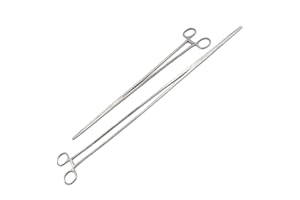 OdontoMed2011 2pc Fishing Set 20" + 24" Straight Hemostat Forceps Locking Clamps Stainless Steel Pean Forceps Clamps