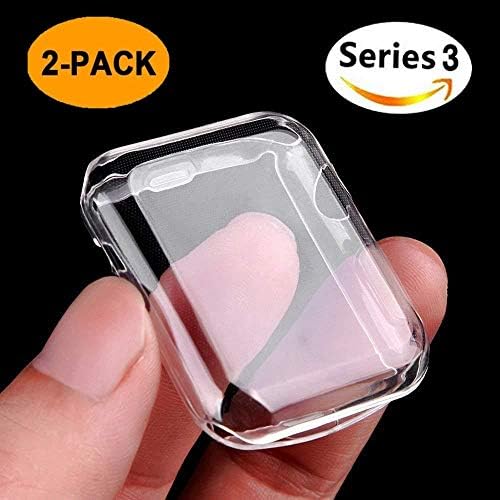 PMAX [2-Pack Case for Apple Watch Series 3 Screen Protector, 2018 New iWatch Overall Protective Case TPU HD Clear Ultra-Thin Cover for Apple Watch Series 3