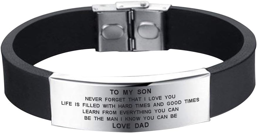 SOUSYOKYO to My Son Never Forget That I Love You Boys Inspiration Gift Love Dad Men Bracelets