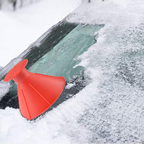 Risunpet Ice Scraper Funnel Round Windshield,Magic Car Cone-Shaped Car Windshield Ice Scraper,Snow Removal Shovel Tool （2pack Red） - Thumbnail 4