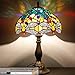 WERFACTORY Tiffany Lamp Sea Blue Yellow Stained Glass Dragonfly Style Table Lamp Nautical Reading Desk Bedside Light 12X12X18 Inches Decor Bedroom Living Room Home Office S128 Series