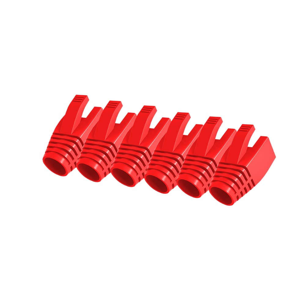 50 Pcs Cat7 Cat7A Cat8 Strain Relief Boot, RJ45 Plug Connector Cover Modular Network Plug Connector Cap Cable Connector Boots, Red