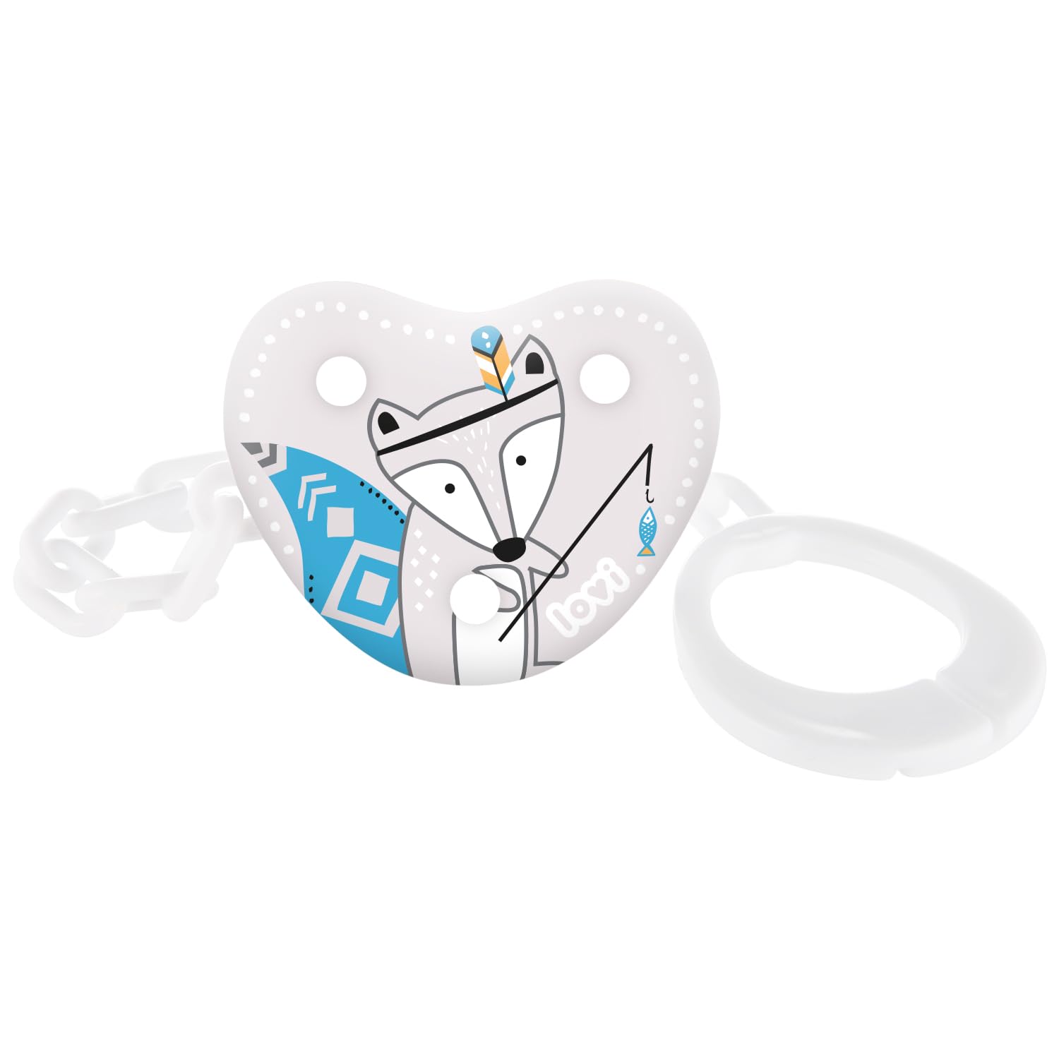 LOVI Pacifier Clip Dummy Holder | 0m+ | Safe Round Shape | Prevents the Soother from Getting Lost | Indian Summer Collection