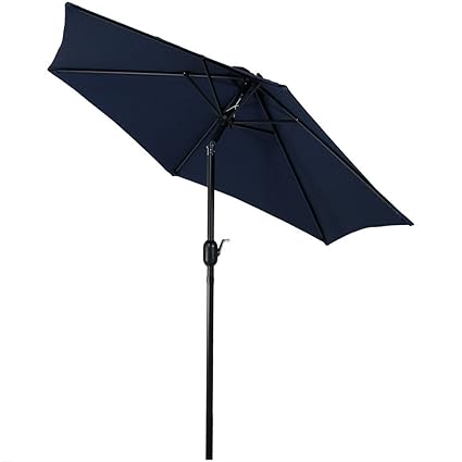 Sunnydaze 7.5 Foot Outdoor Aluminum Patio Umbrella with Tilt & Crank, Blue