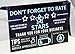 Louisville Marketing Rideshare Tip and Rating Signs for Drivers Large 5x8 inches | 3 Signs (2 Rear 1 Dash) | Durable & Thick Laminate | Increase Your Earnings