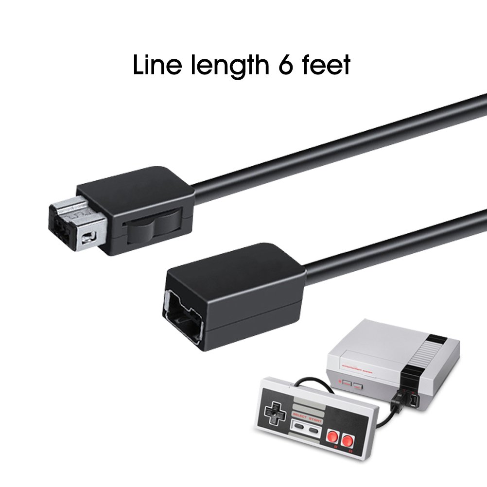 YCCTEAM 6ft Extension Cable for NES Classic Mini Edition Controller, Cords Extender - Best Controller Extension Cable Cord for Nintendo Gaming System, Black