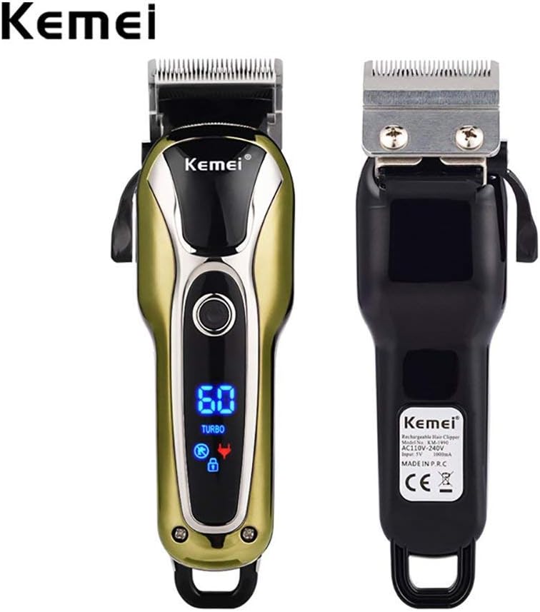 Professional Professional Hair Clippers, Cordless Wired LCD Display Turbocharged Speed Regulation Styling Tools Shaving Machine Hair Trimmer, Stainless Steel Blade