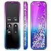 NageBee Protective Case for Apple TV 4K 5th, 4th Gen Remote - Glitter Liquid Quicksand Waterfall Floating Sparkle Bling Diamond Shockproof Cover for Apple TV Siri Remote Controller -Purple/Blue