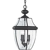 Generation Lighting 6039-12 Lancaster Traditional Three - Light Outdoor Pendant Lantern Outside Fixture, Black Finish